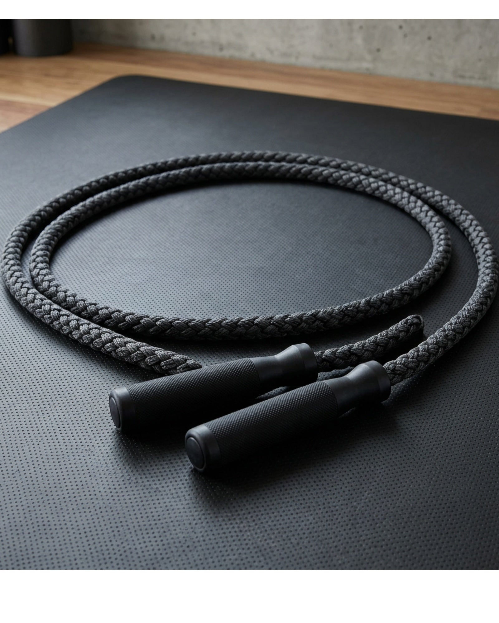 Kezzstudio Braidecho Weighted Jump Rope 10 ft Charcoal Braided - Lifestyle view