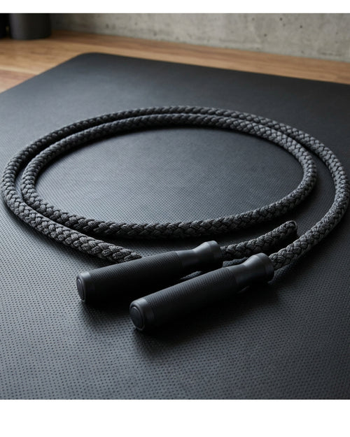 Kezzstudio Braidecho Weighted Jump Rope 10 ft Charcoal Braided - Lifestyle view