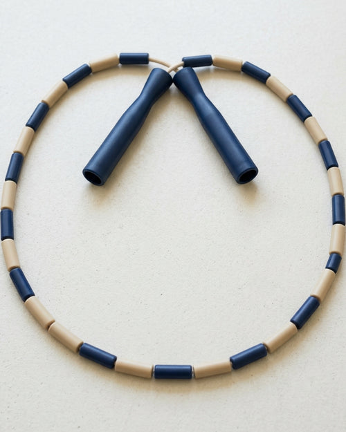 Kezzstudio Cadencebead Jump Rope 8.5 ft Navy Sand Segments - Lifestyle view