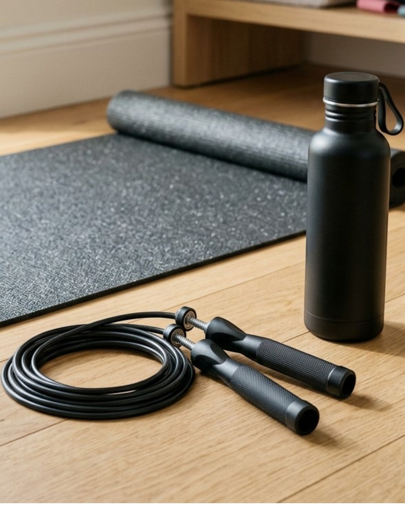 Kezzstudio Adjustable PVC Jump Rope Foam Handles 9 ft Black