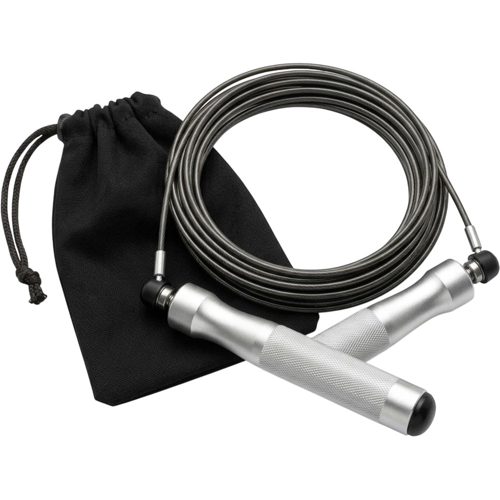 Kezzstudio Aluminum Handle Speed Jump Rope Steel Cable Silver