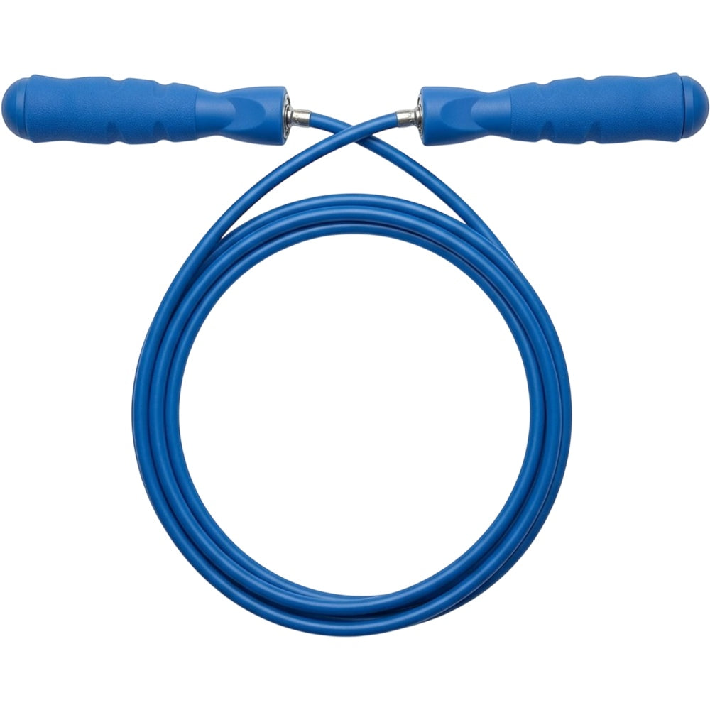Kezzstudio Weighted Jump Rope Silicone Grip Handles Blue 9 ft