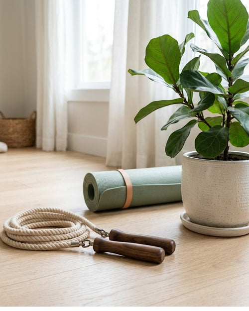 Kezzstudio Cotton Jump Rope Wooden Handles 8.5 ft Natural