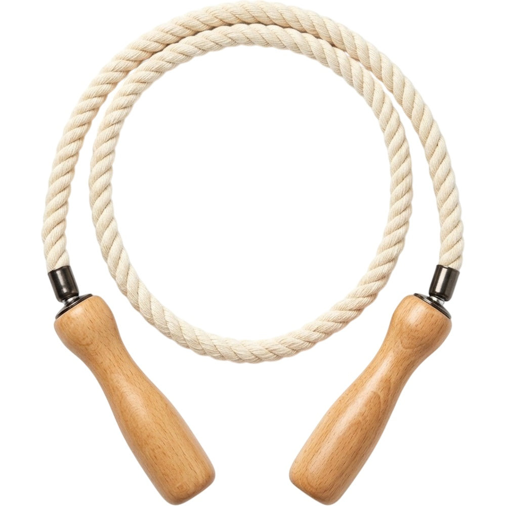 Kezzstudio Cotton Jump Rope Wooden Handles 8.5 ft Natural