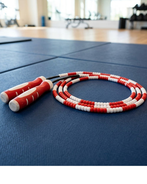 Kezzstudio Beaded Jump Rope PVC Segments 9 ft Red White